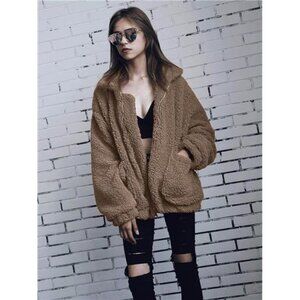 Women's Sherpa Fleece Faux Fur Trendy Jackets Brown
